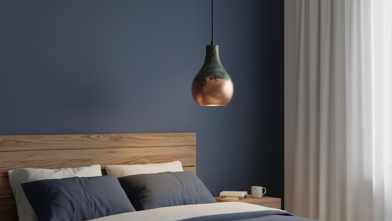 Oxidized Antique Copper Pendant Light - Teardrop Ceiling Lamp - Mettlemix