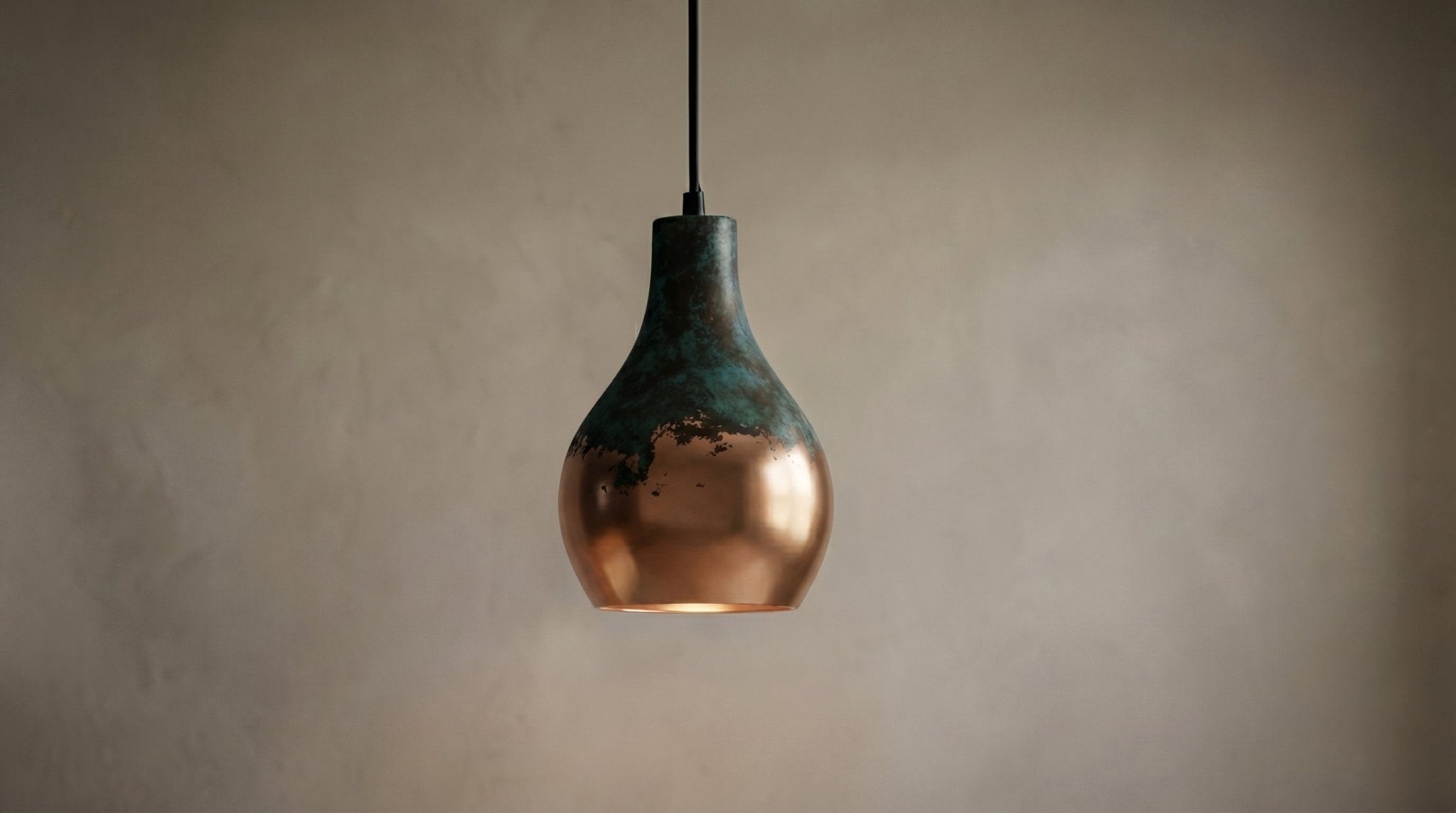 Oxidized Antique Copper Pendant Light - Teardrop Ceiling Lamp - Mettlemix