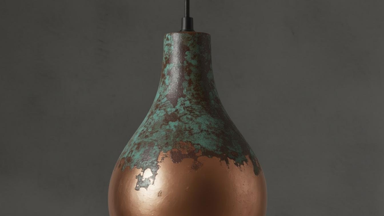 Oxidized Antique Copper Pendant Light - Teardrop Ceiling Lamp - Mettlemix
