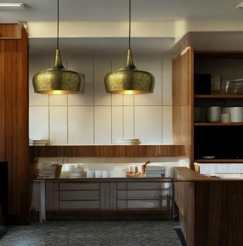 Oxidized Brass Copper Pendant Light - Farmhouse Patina Lampshade - Mettlemix
