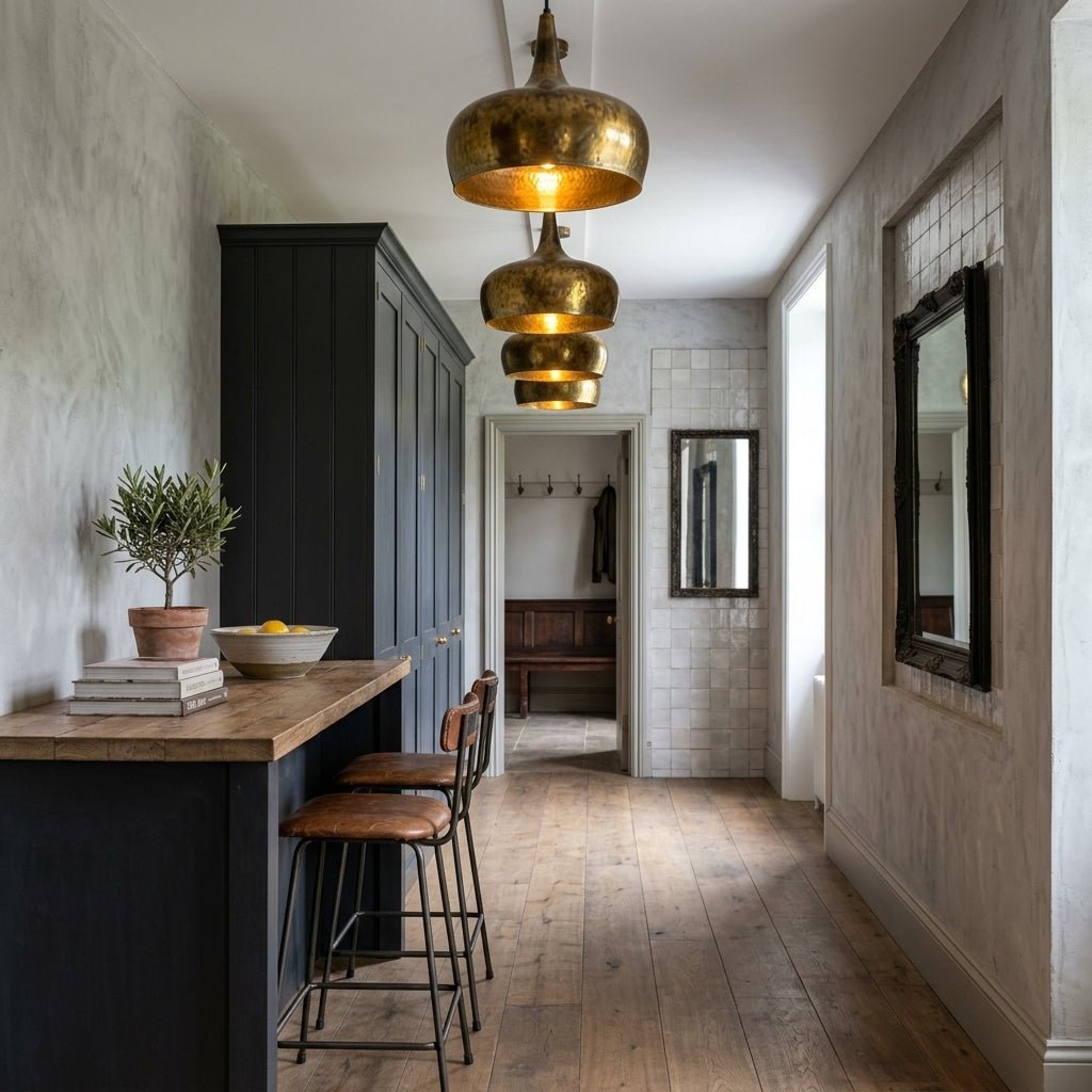 Oxidized Brass Copper Pendant Light - Farmhouse Patina Lampshade - Mettlemix