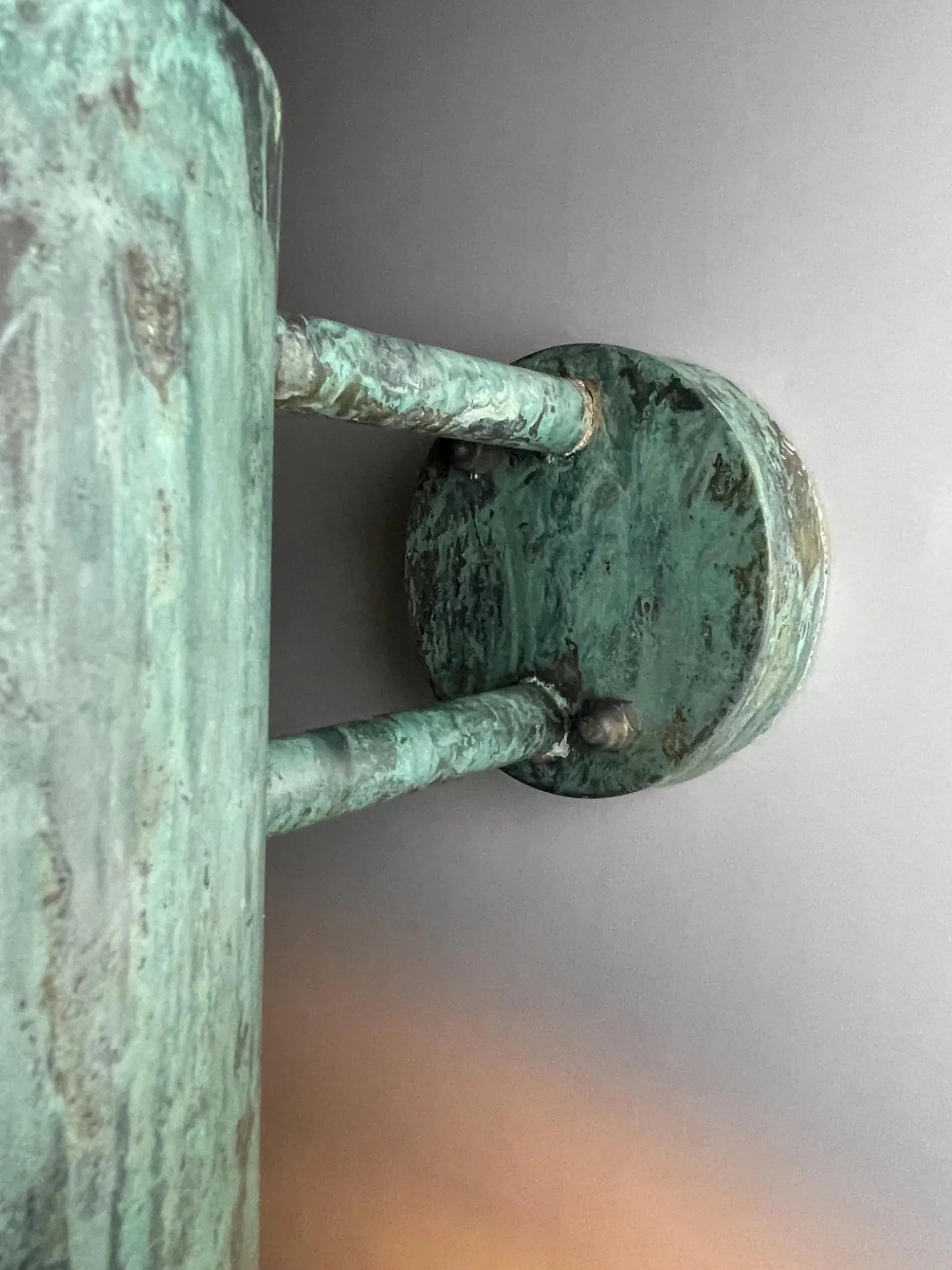 Oxidized Copper Cylinder Wall Sconce - Rustic Green Patina Light - Mettlemix
