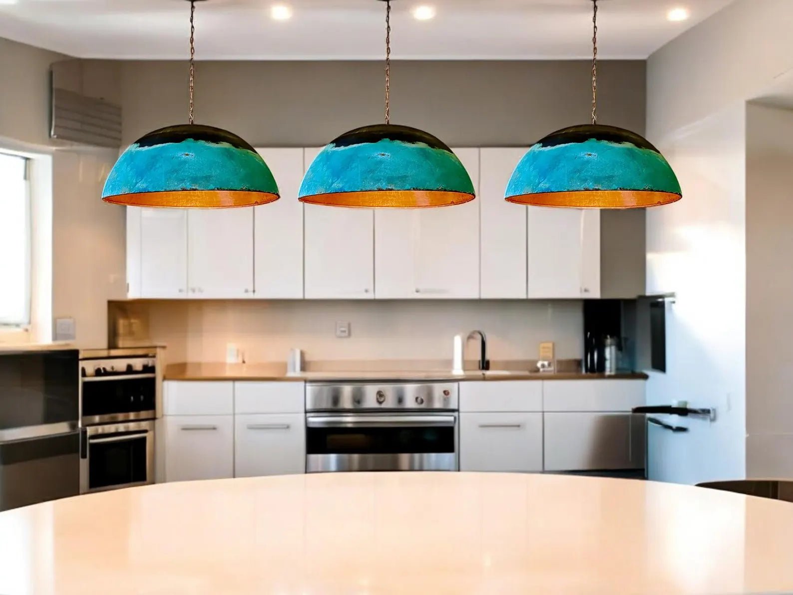 Oxidized Copper Kitchen Island Pendant Light - Farmhouse Hanging Lamp - Mettlemix
