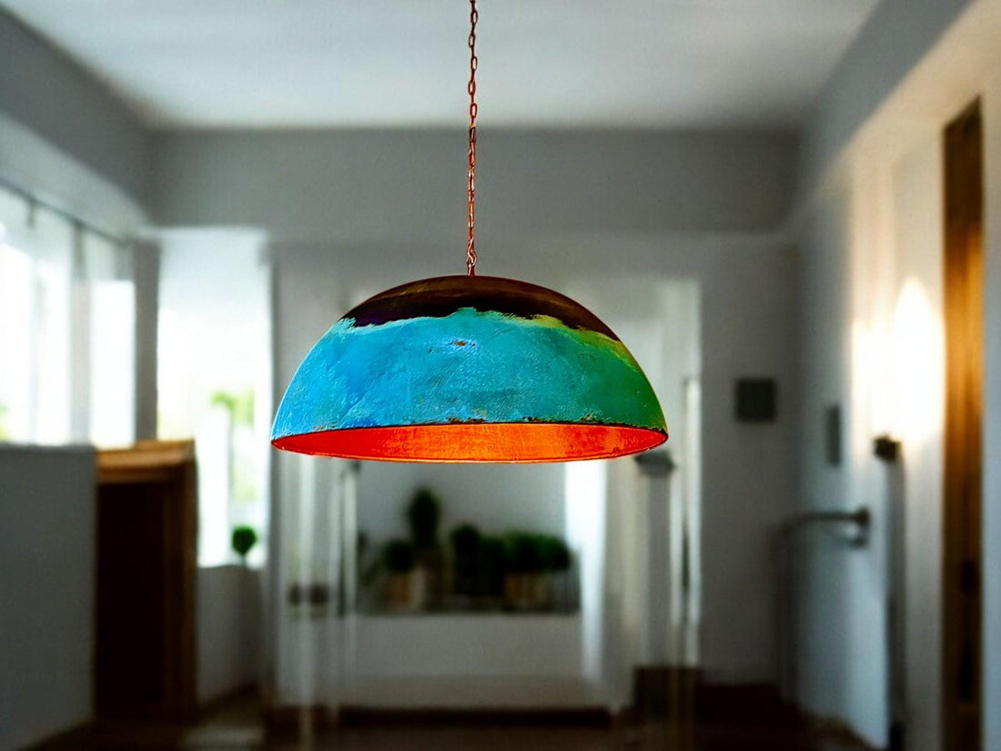Oxidized Copper Kitchen Island Pendant Light - Farmhouse Hanging Lamp - Mettlemix