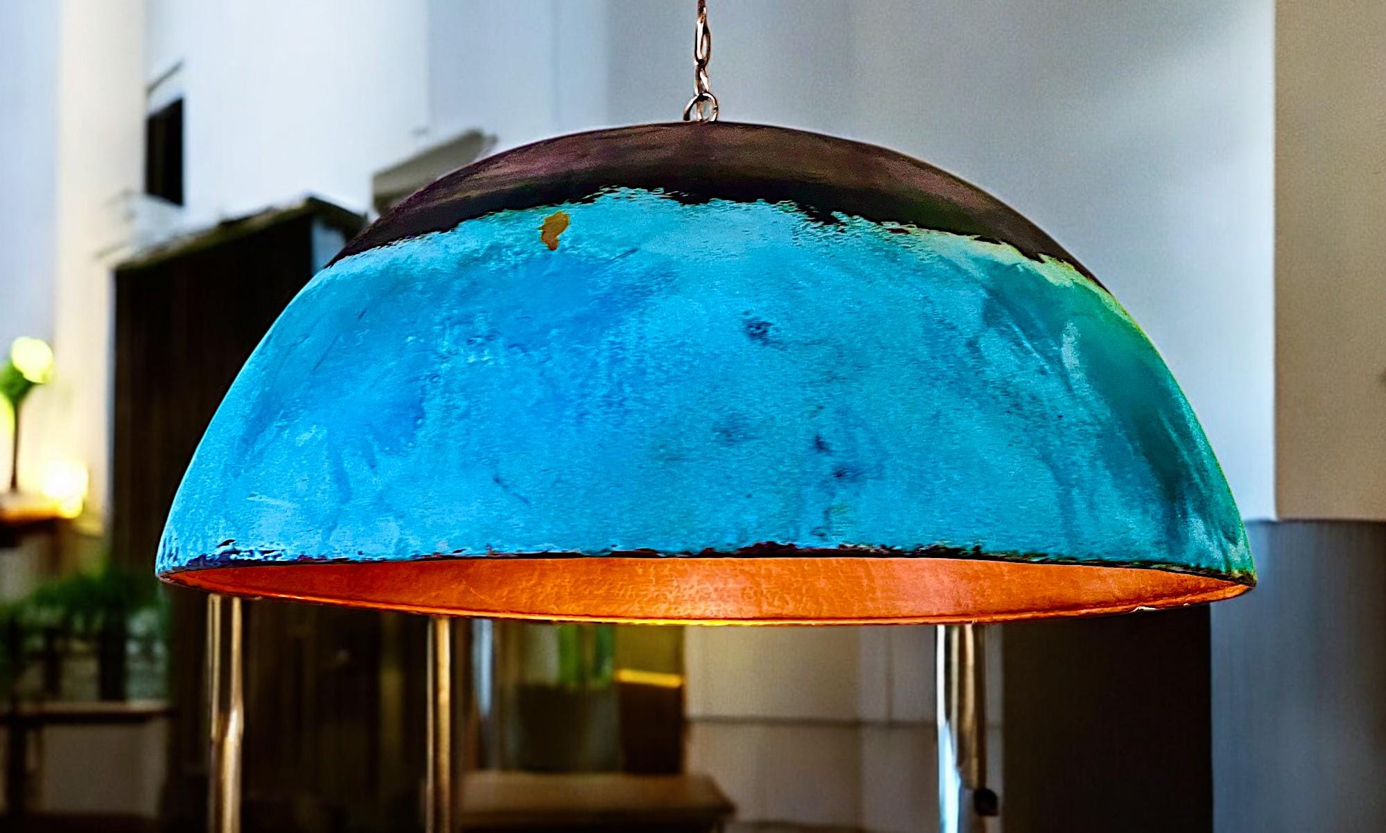 Oxidized Copper Kitchen Island Pendant Light - Farmhouse Hanging Lamp - Mettlemix