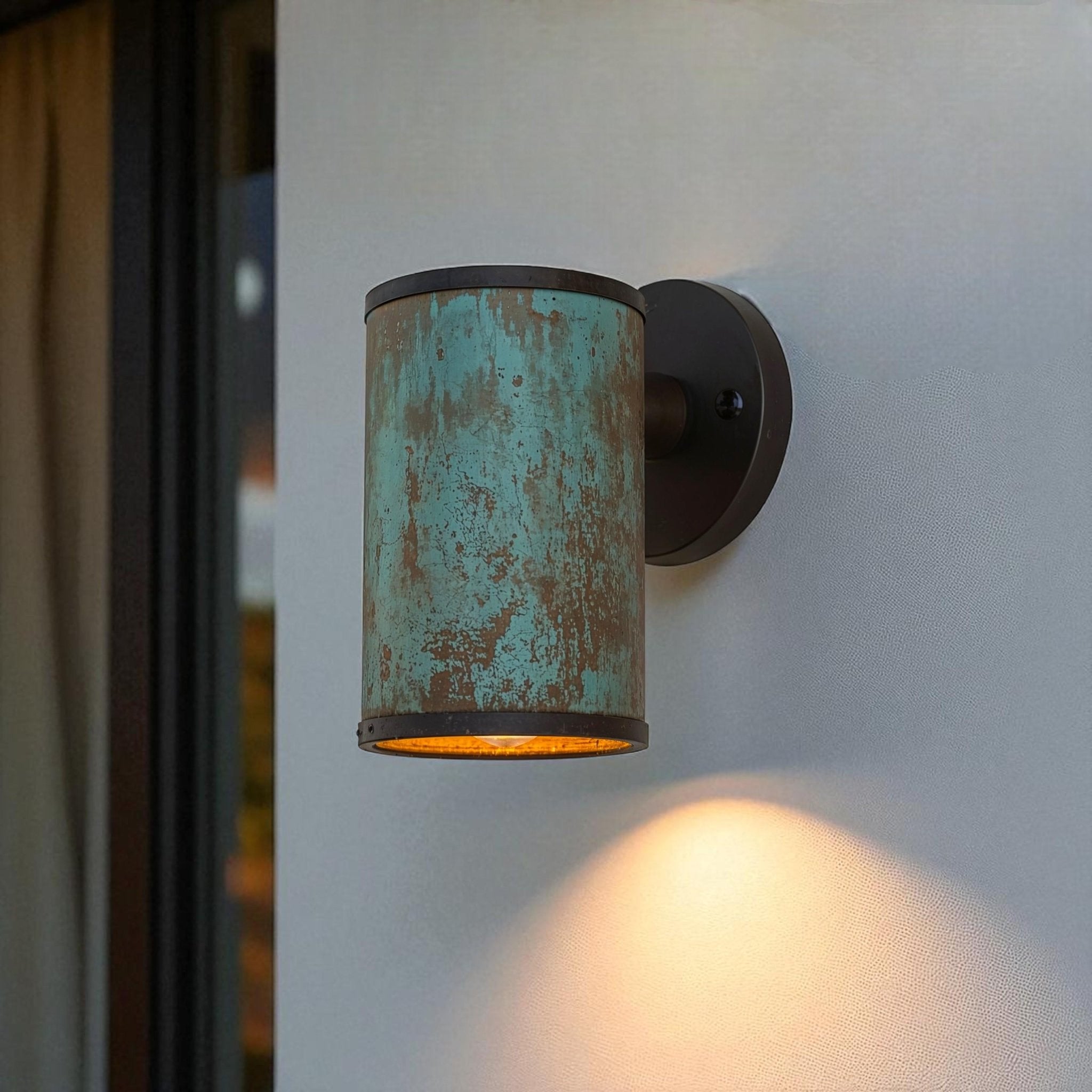 Oxidized Copper Wall Sconce - Handcrafted Cylinder Patina Light - Mettlemix