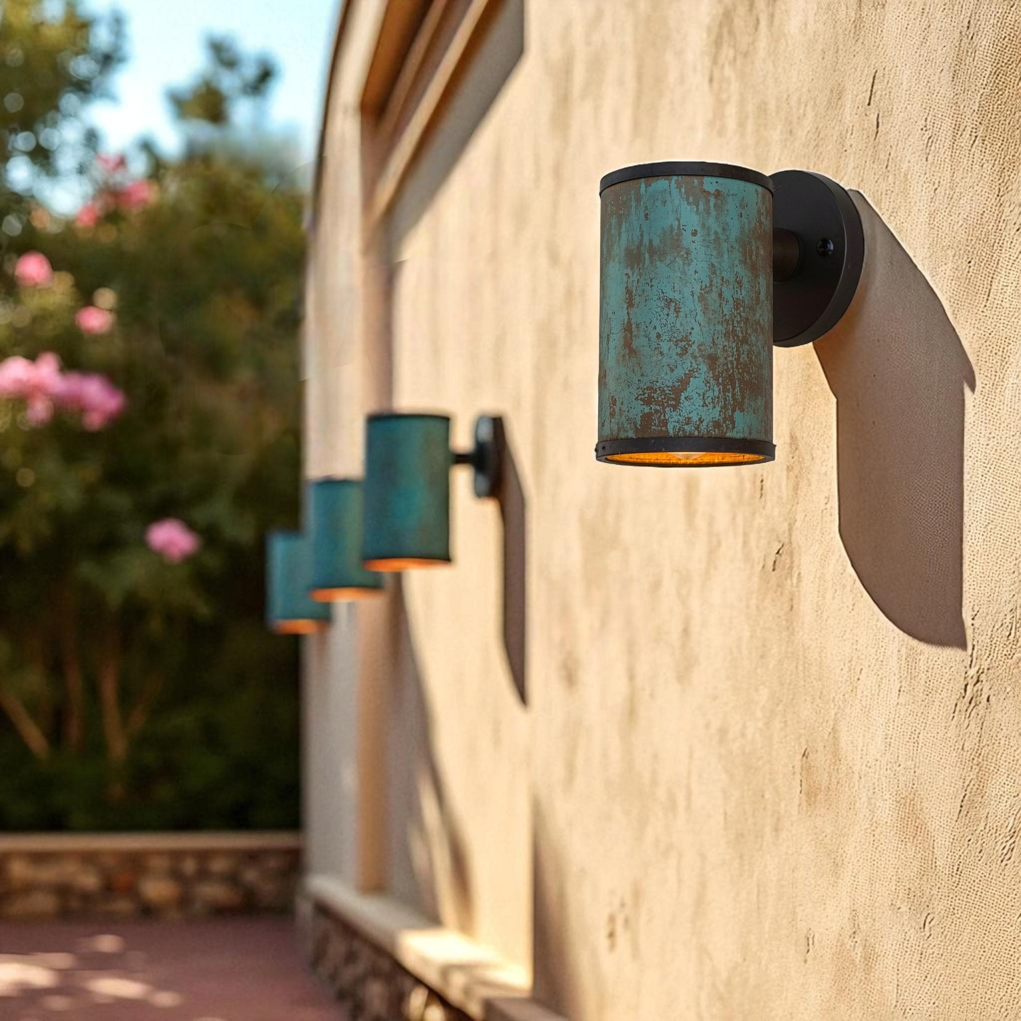Oxidized Copper Wall Sconce - Handcrafted Cylinder Patina Light - Mettlemix