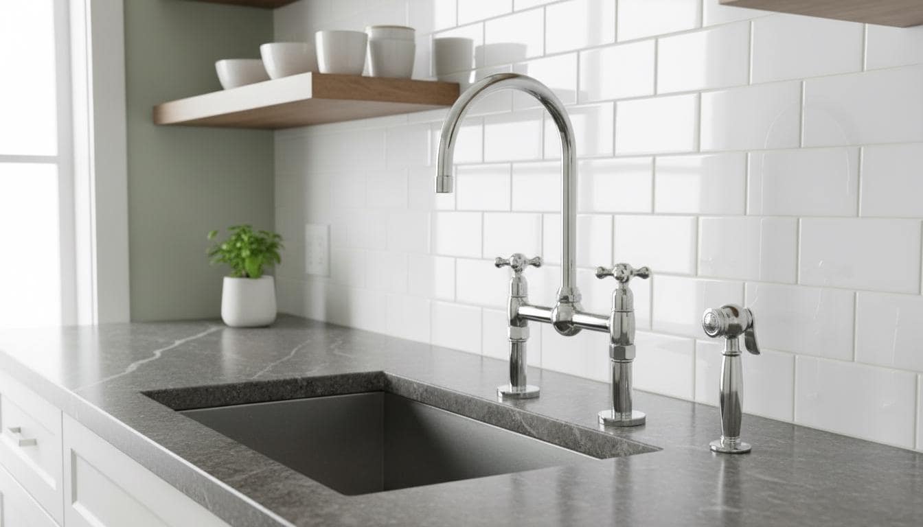 Polished Chrome Bridge Kitchen Faucet - Solid Brass Farmhouse Tap - Mettlemix