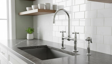 Polished Chrome Bridge Kitchen Faucet - Solid Brass Farmhouse Tap - Mettlemix