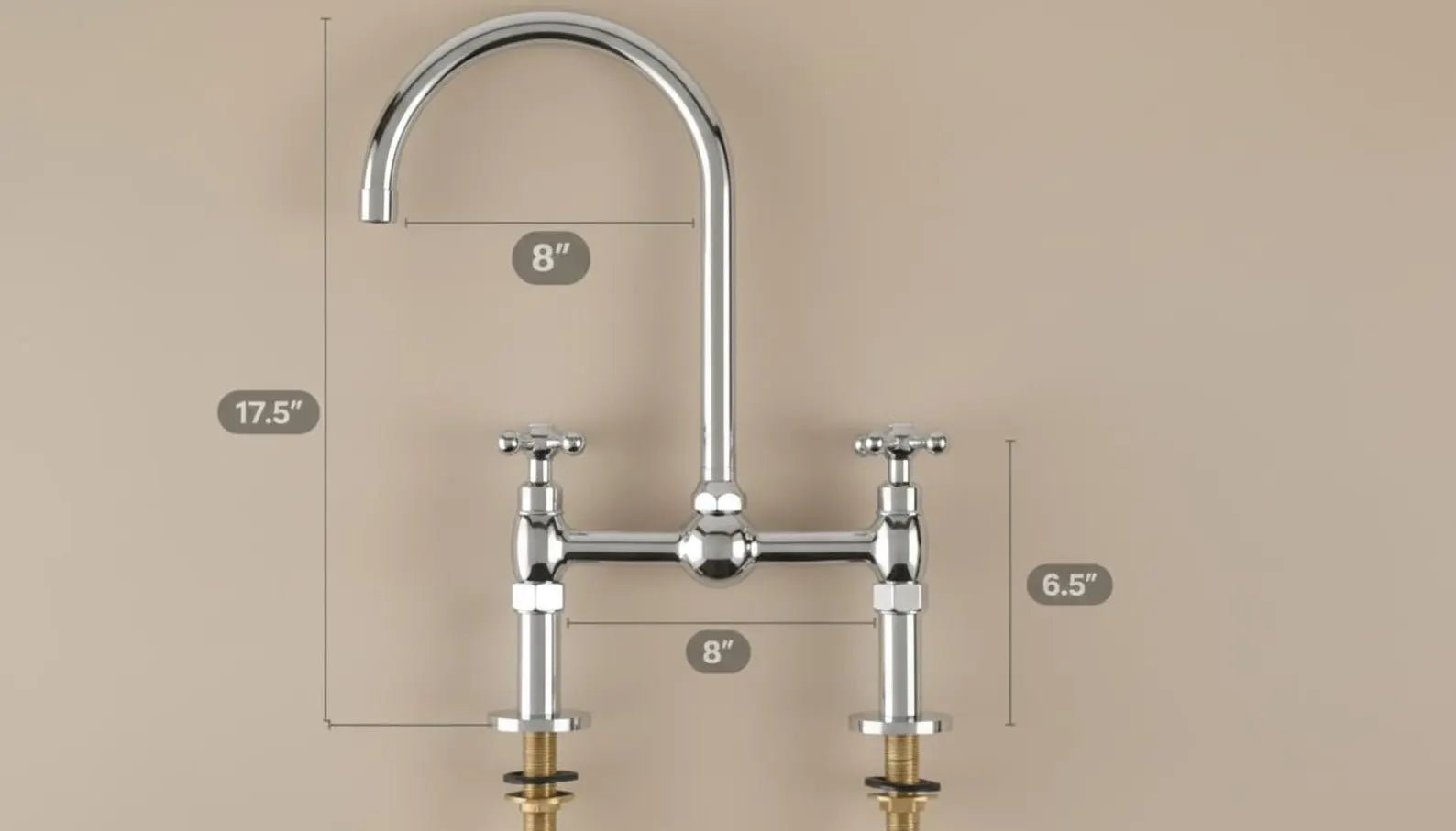 Polished Chrome Bridge Kitchen Faucet - Solid Brass Farmhouse Tap - Mettlemix