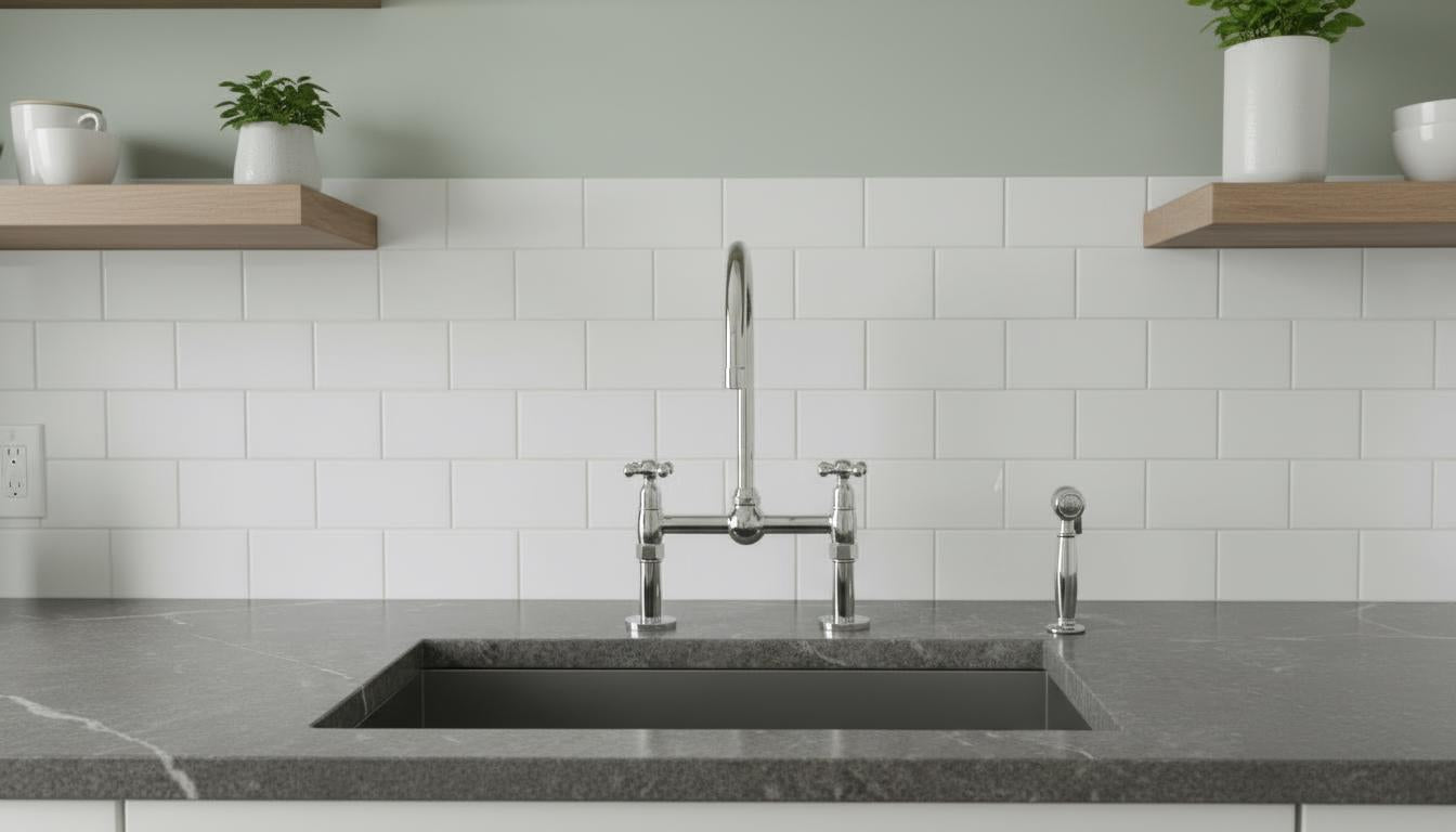 Polished Chrome Bridge Kitchen Faucet - Solid Brass Farmhouse Tap - Mettlemix