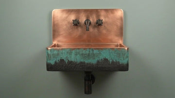 Rustic Antique Copper Sink, Wall Mounted Floating Washbasin, Oil Rubbed Rustic Rectangular Basin, Vintage Industrial Vanity Wash Bowl - Mettlemix