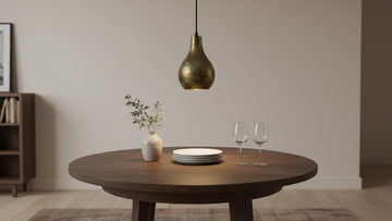 Rustic Brass Teardrop Pendant Light - Hammered Verdigris Ceiling Lamp - Mettlemix