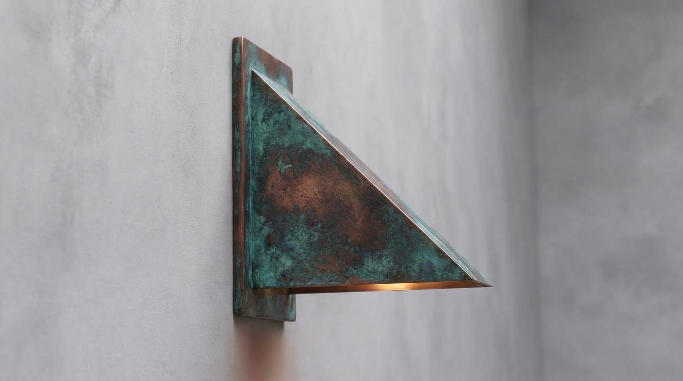 Rustic Copper Wall Sconce, Heavily Aged Wedge Wall Light, Weathered Indoor Outdoor Sconce, Handmade Rustic Entryway Porch Wall Lamp - Mettlemix