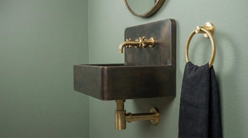 Rustic Oil Rubbed Brass Sink, Wall Mounted Floating Washbasin, Smooth Dark Rectangular Basin, Farmhouse Vanity Wash Bowl - Mettlemix