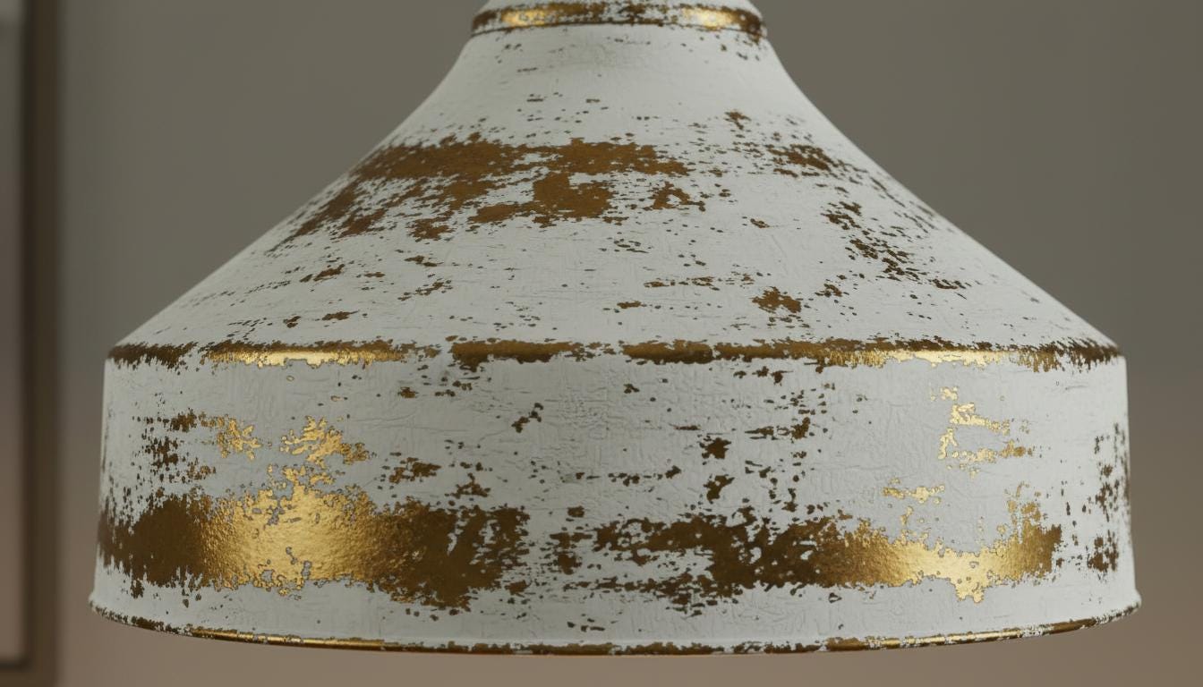 Rustic White Patina Brass Pendant Light - Farmhouse Dome Lamp - Mettlemix