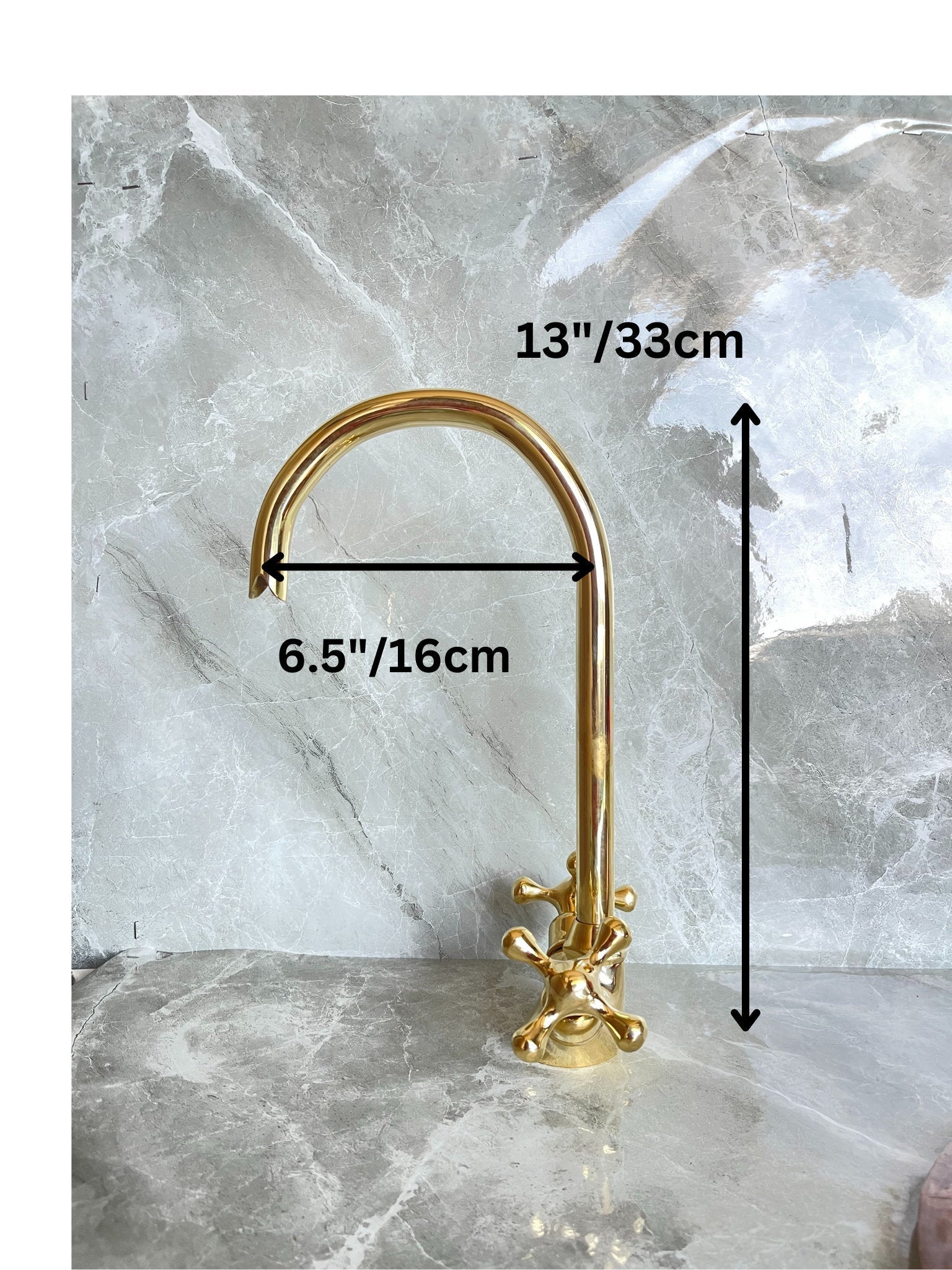Solid Brass Bathroom Faucet - Gold Cross Handle Single Hole Mixer - Mettlemix