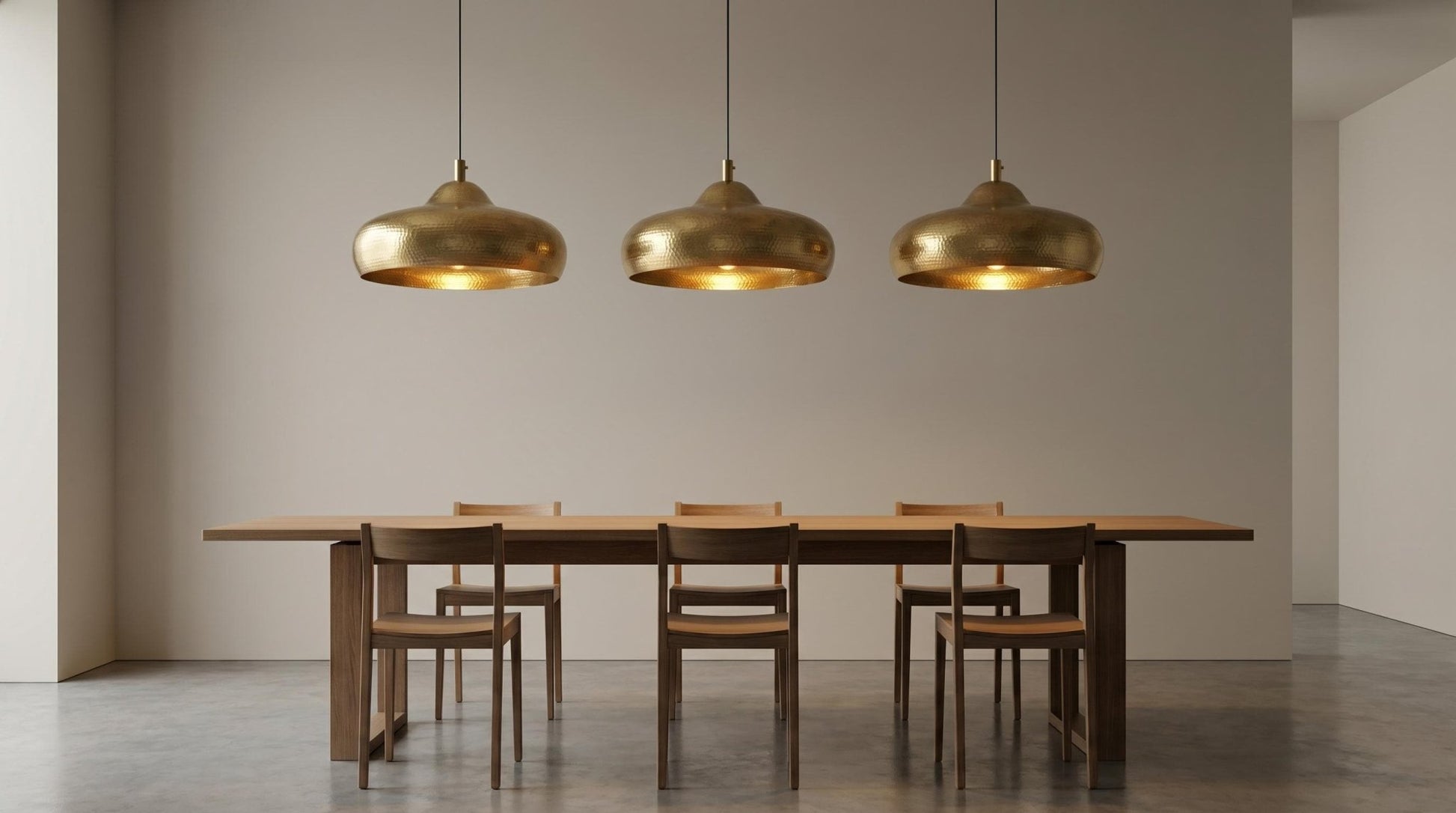 Solid Brass Dome Pendant Light | Hand-Hammered Interior Chandelier | Mid-Century Kitchen Island Lamp | Unlacquered Gold Ceiling Fixture - Mettlemix