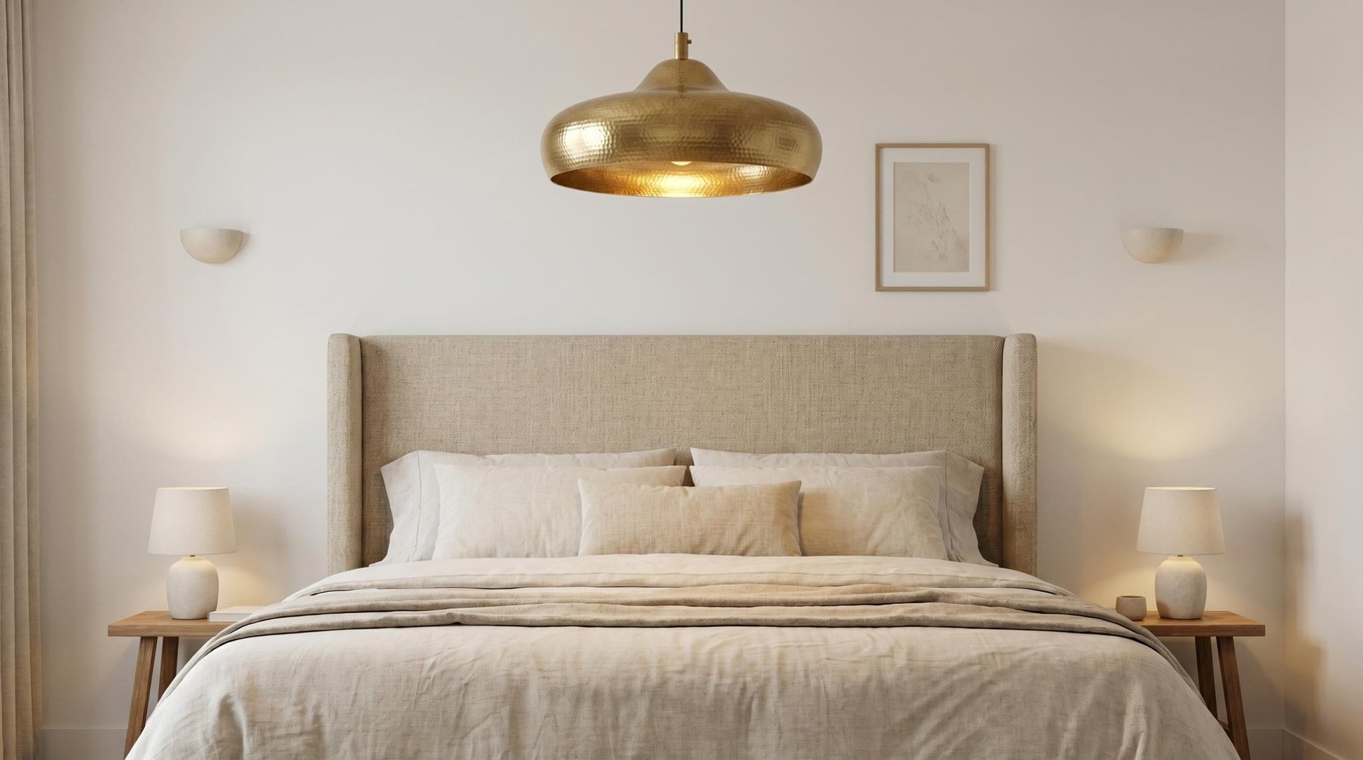Solid Brass Dome Pendant Light | Hand-Hammered Interior Chandelier | Mid-Century Kitchen Island Lamp | Unlacquered Gold Ceiling Fixture - Mettlemix