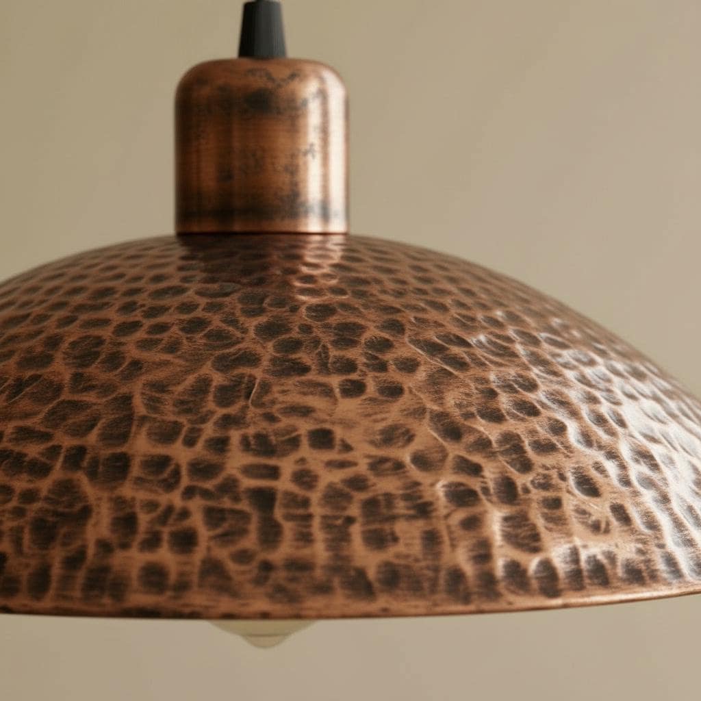 Solid Copper Pendant - Hammered Dome Light - Antique Ceiling Lamp - Rustic Kitchen Island Fixture - Wabi Sabi Lighting - Farmhouse Decor - Mettlemix