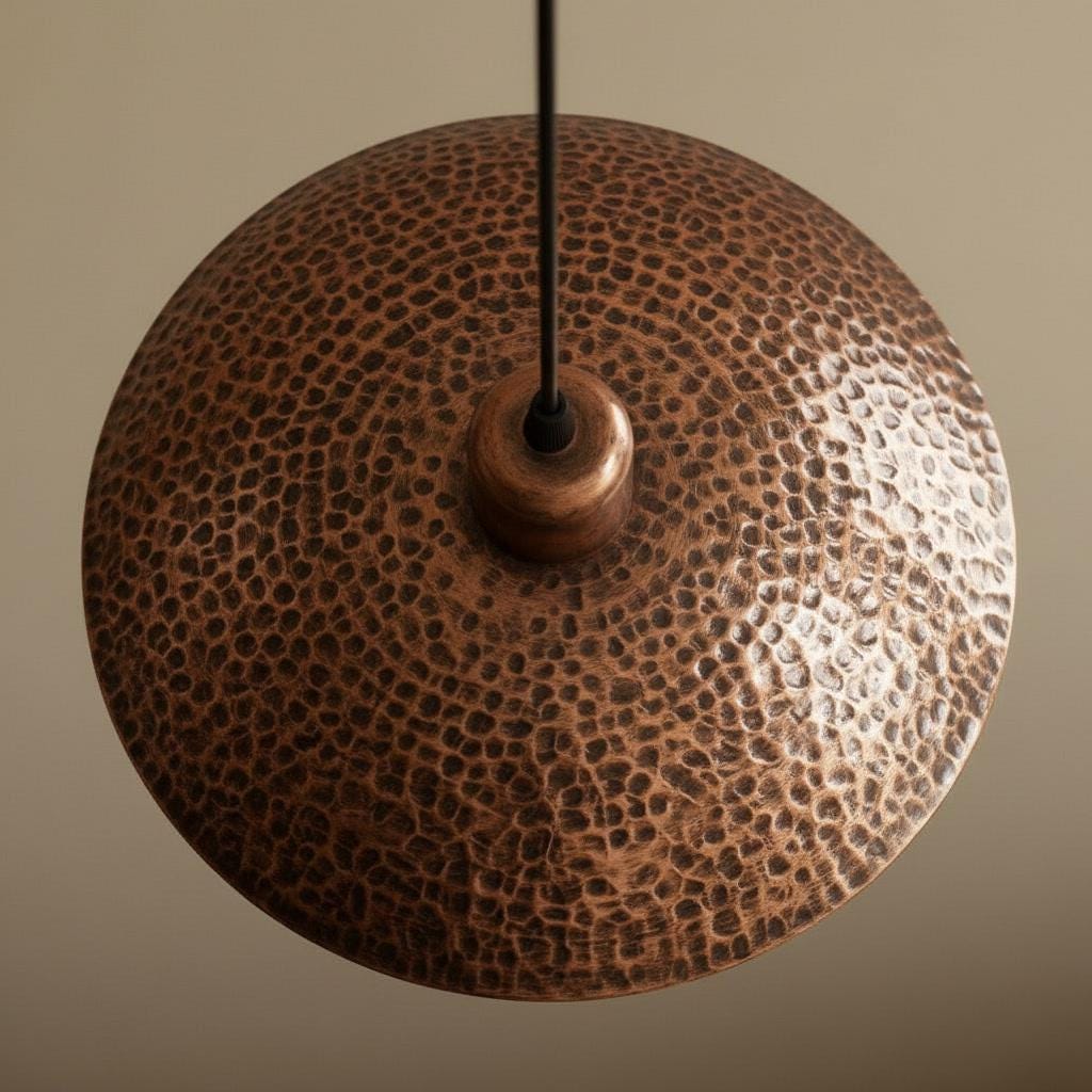 Solid Copper Pendant - Hammered Dome Light - Antique Ceiling Lamp - Rustic Kitchen Island Fixture - Wabi Sabi Lighting - Farmhouse Decor - Mettlemix