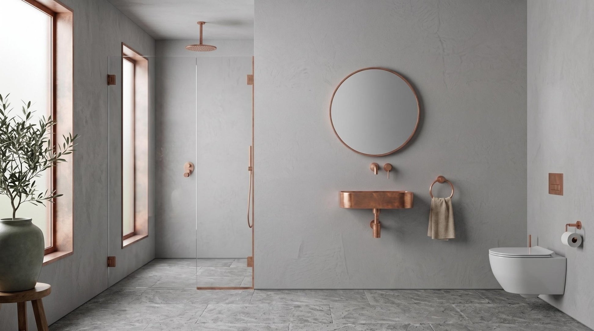 Solid Copper Sink - Smooth Wall Mount Basin, Rustic Powder Room Washbasin - Custom Floating Vanity, Wabi Sabi Handcrafted Bathroom Sink - Mettlemix