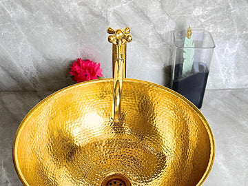 Tall Solid Brass Vessel Sink Faucet - Gold Single Handle Mixer - Mettlemix
