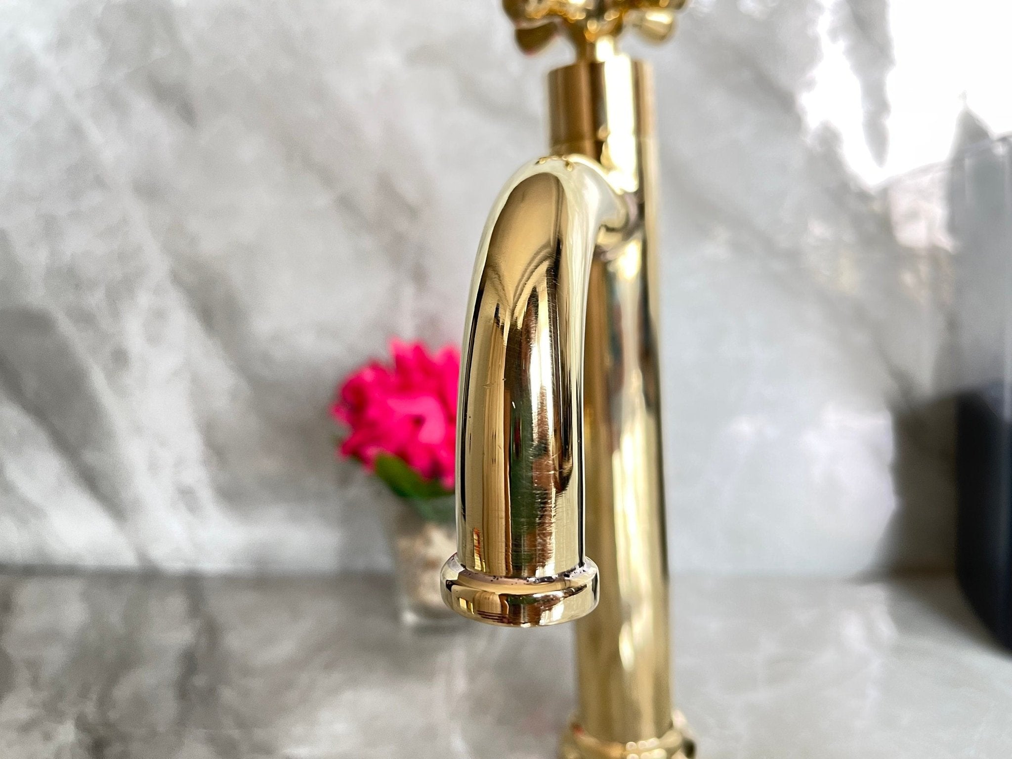Tall Solid Brass Vessel Sink Faucet - Gold Single Handle Mixer - Mettlemix