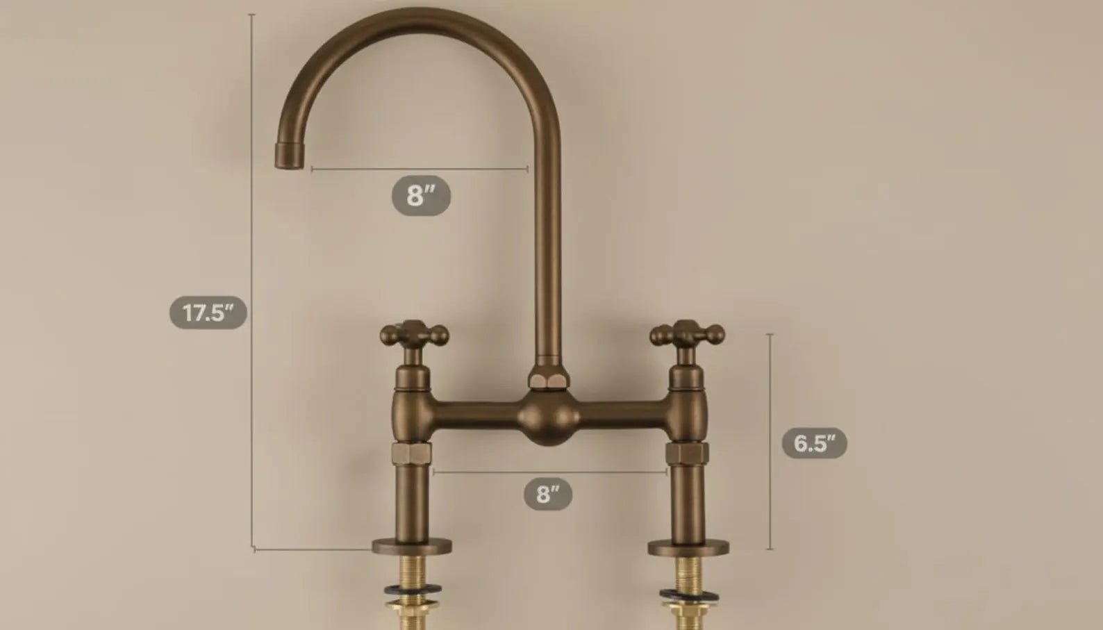 Unlacquered Aged Bronze Bridge Kitchen Faucet - Vintage Farmhouse Tap - Mettlemix