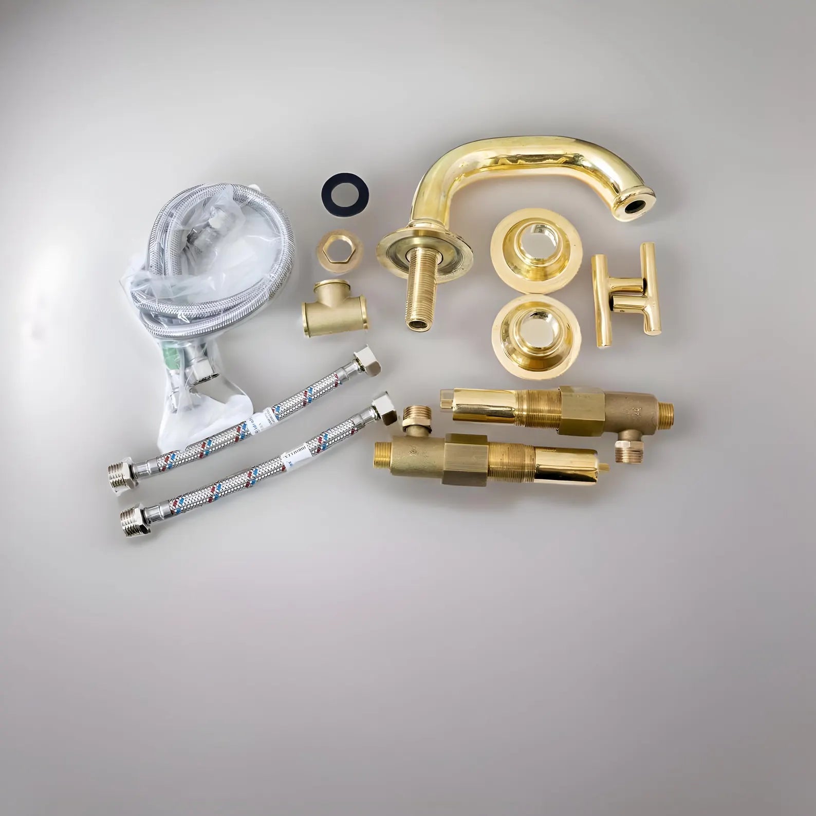 Unlacquered Brass 3-Hole Bathroom Faucet - Deck Mounted Lever Tap - Mettlemix