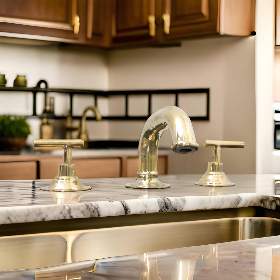 Unlacquered Brass 3-Hole Bathroom Faucet - Deck Mounted Lever Tap - Mettlemix