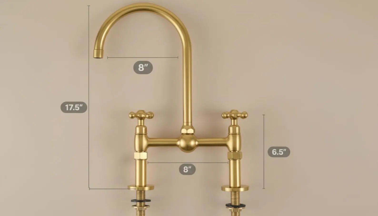 Unlacquered Brass Bridge Kitchen Faucet - Vintage Cross Handle Tap - Mettlemix