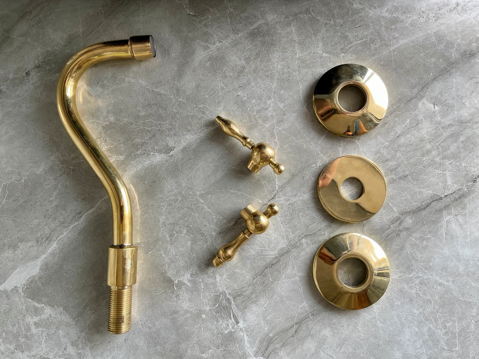 Unlacquered Brass Wall Mount Bathroom Faucet with Mixer Valve - Mettlemix