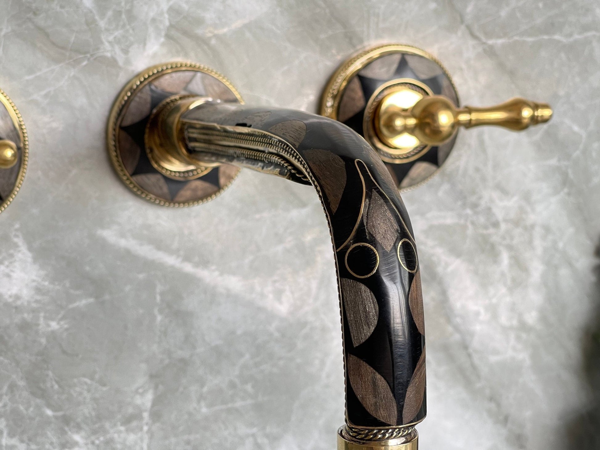 Unlacquered Brass Wall Mount Faucet - Vintage Bone & Resin Tap - Mettlemix