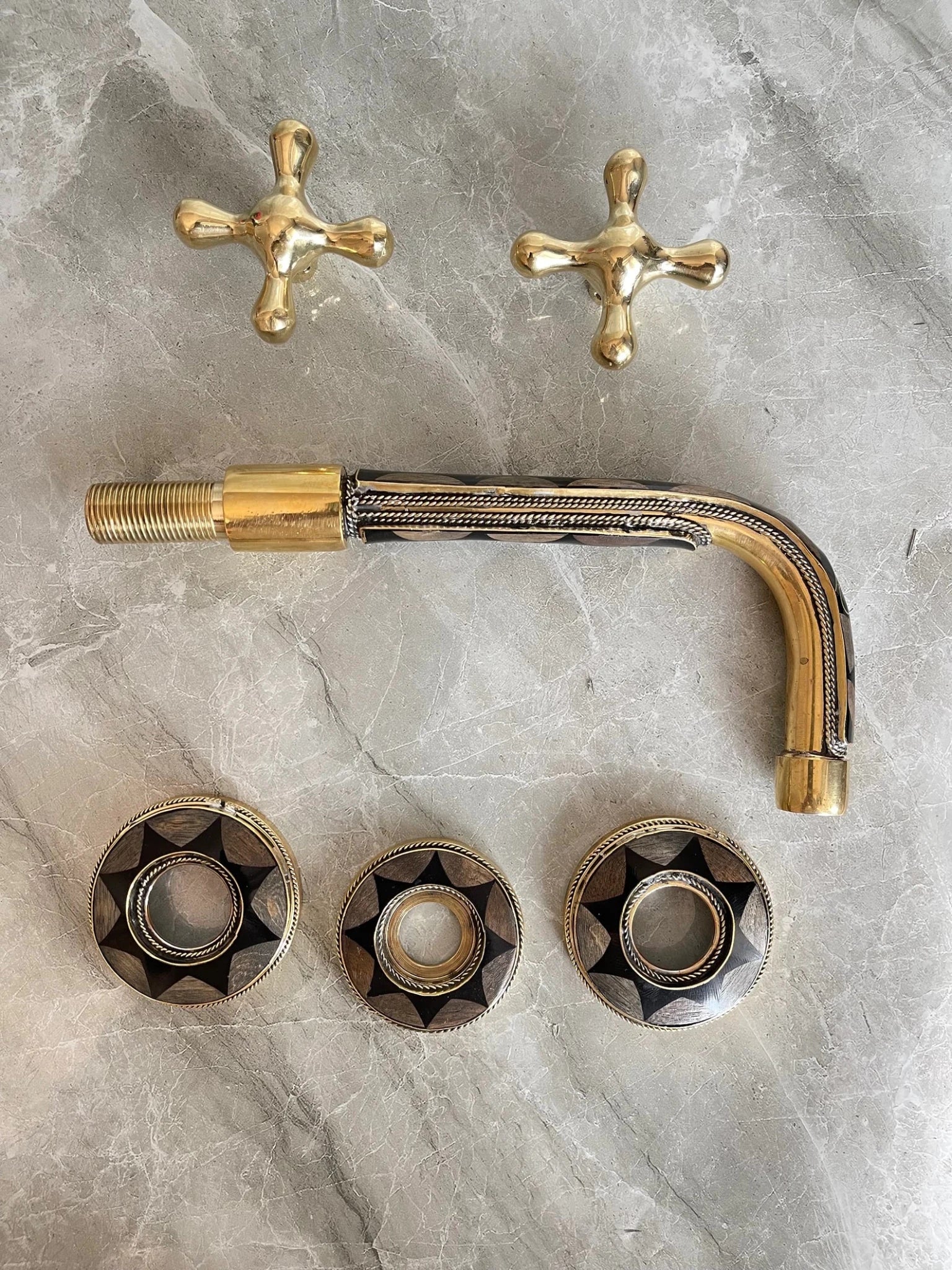 Unlacquered Brass Wall Mount Faucet - Vintage Bone & Resin Tap - Mettlemix
