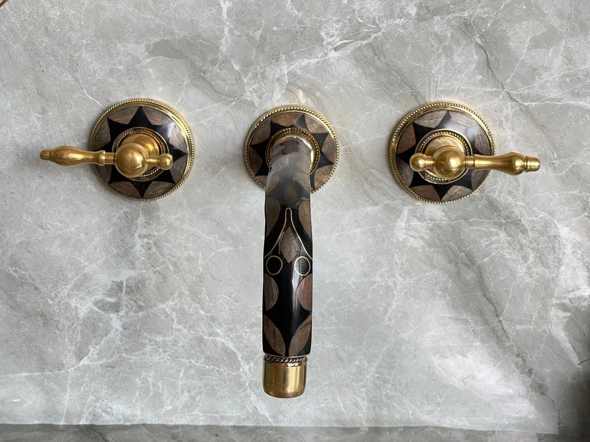 Unlacquered Brass Wall Mount Faucet - Vintage Bone & Resin Tap - Mettlemix