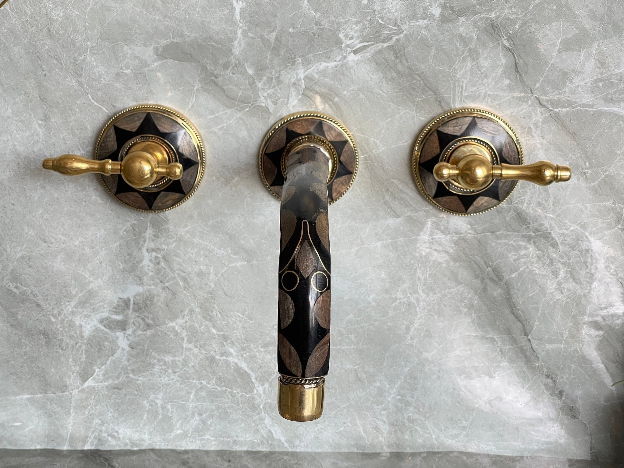 Unlacquered Brass Wall Mount Faucet - Vintage Bone & Resin Tap - Mettlemix