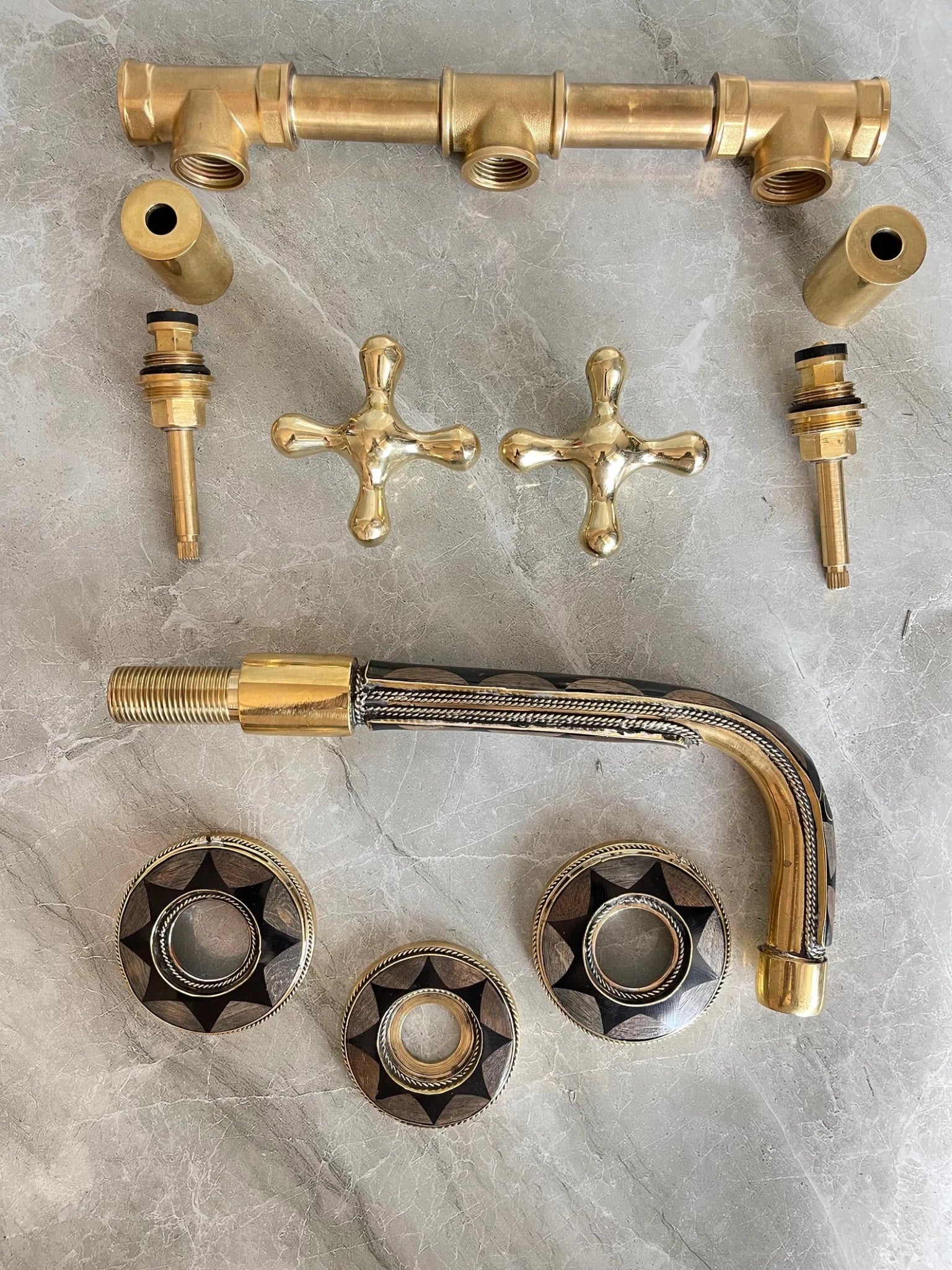 Unlacquered Brass Wall Mount Faucet - Vintage Bone & Resin Tap - Mettlemix