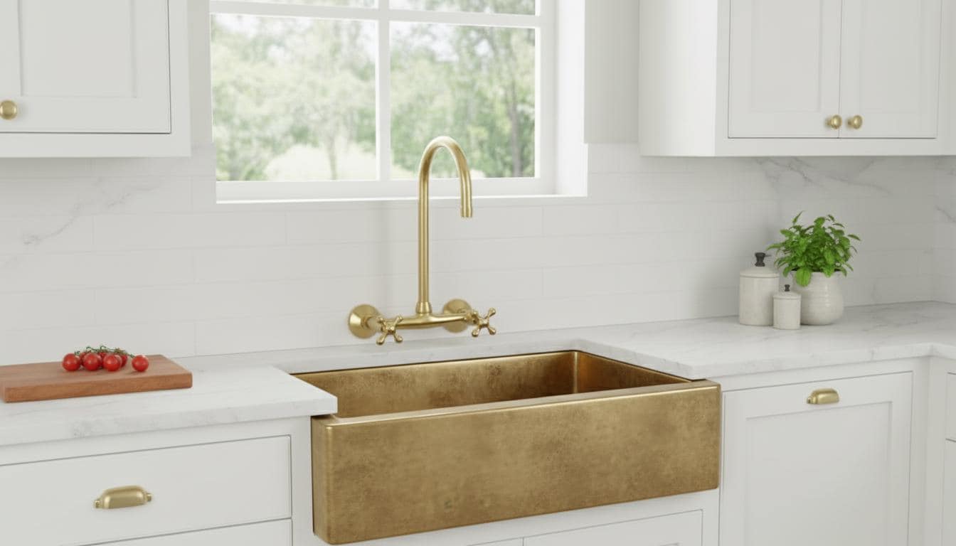 Unlacquered Brass Wall Mount Kitchen Faucet - Vintage Bridge Tap - Mettlemix
