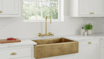 Unlacquered Brass Wall Mount Kitchen Faucet - Vintage Bridge Tap - Mettlemix