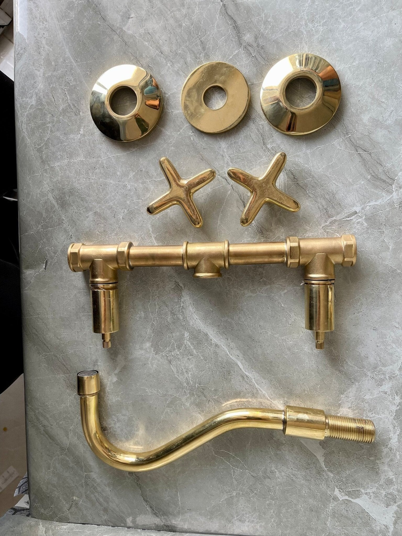 Unlacquered Brass Wall Mounted Bathroom Faucet - Elegant Vanity Tap - Mettlemix
