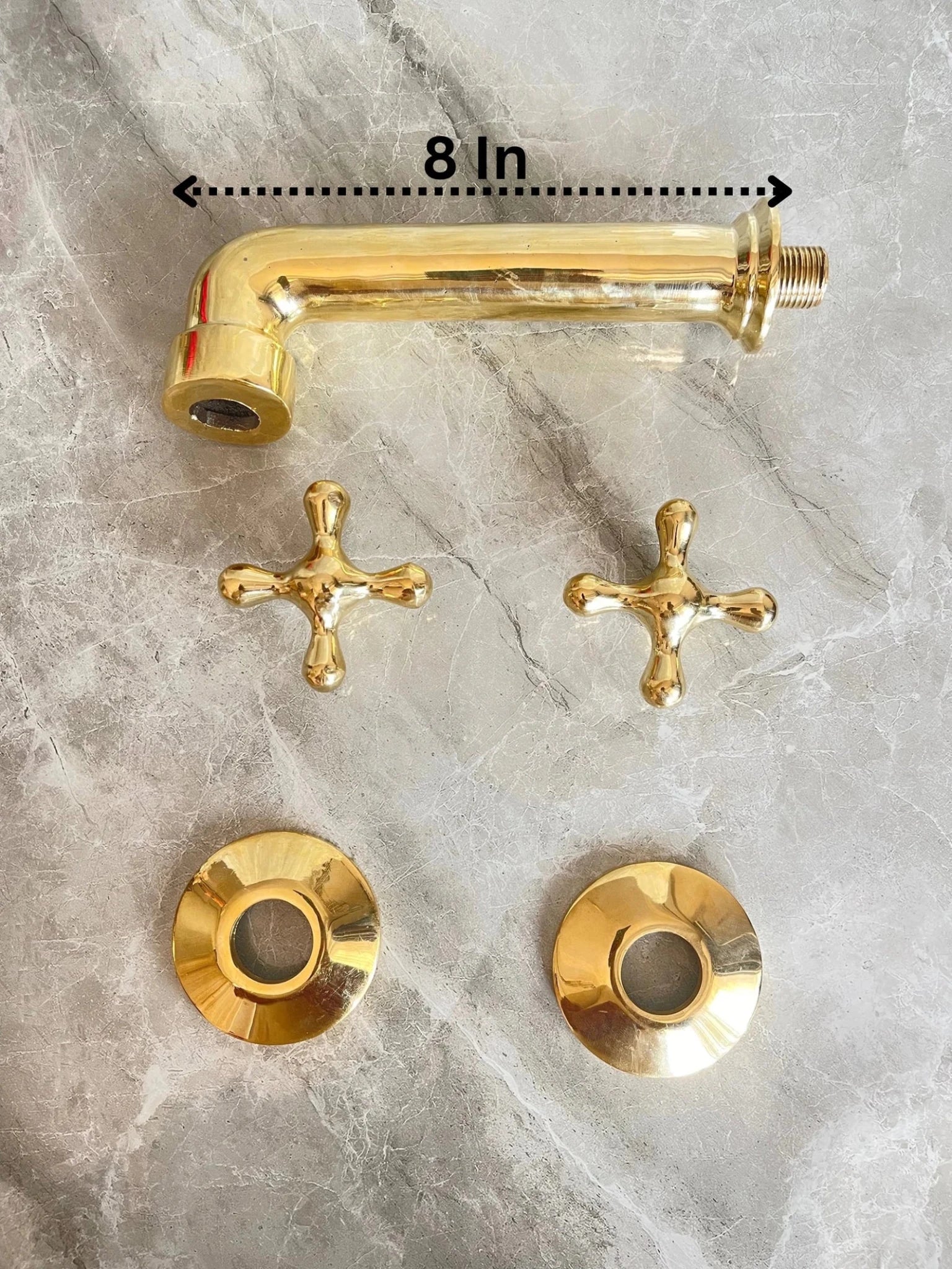 Unlacquered Brass Wall Mounted Bathroom Faucet - Handmade Smooth Tap - Mettlemix