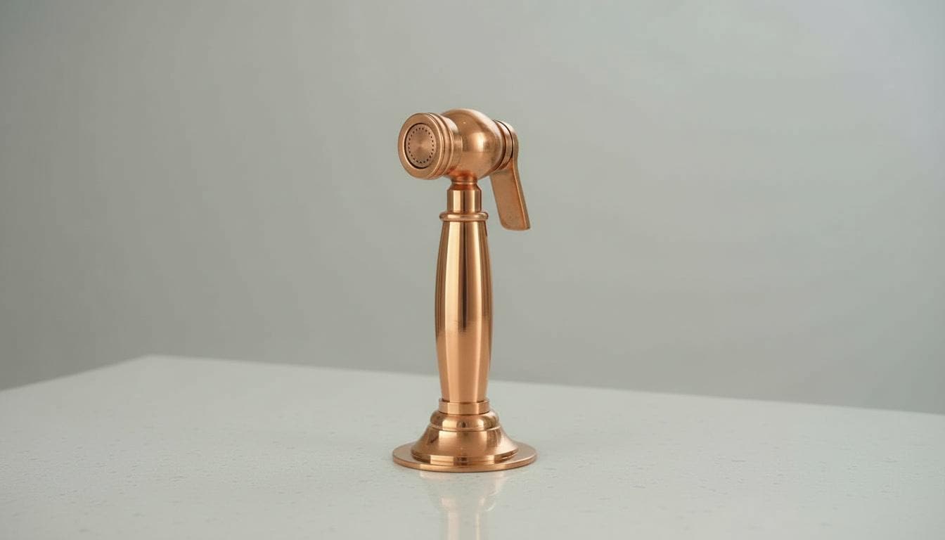 Unlacquered Copper Kitchen Side Sprayer - High Pressure Sink Attachment - Mettlemix