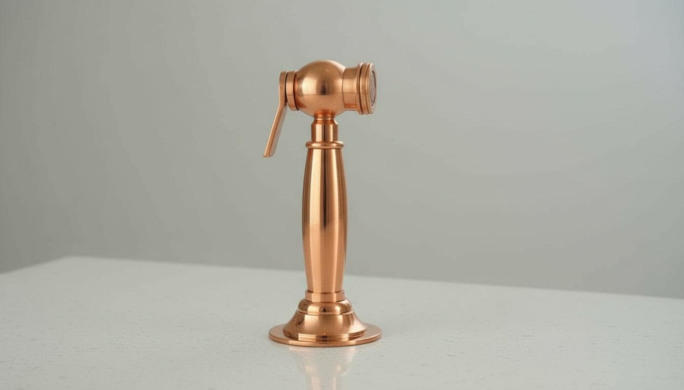Unlacquered Copper Kitchen Side Sprayer - High Pressure Sink Attachment - Mettlemix