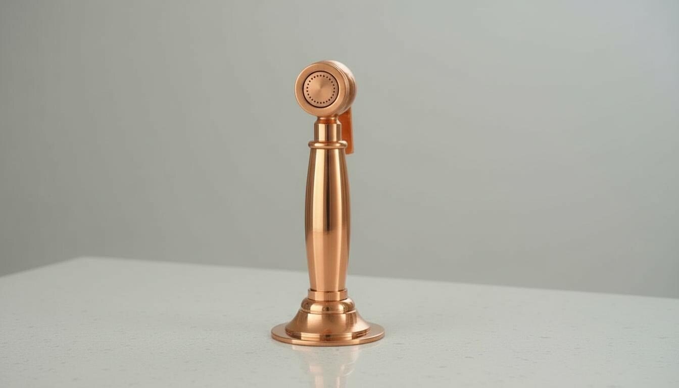 Unlacquered Copper Kitchen Side Sprayer - High Pressure Sink Attachment - Mettlemix