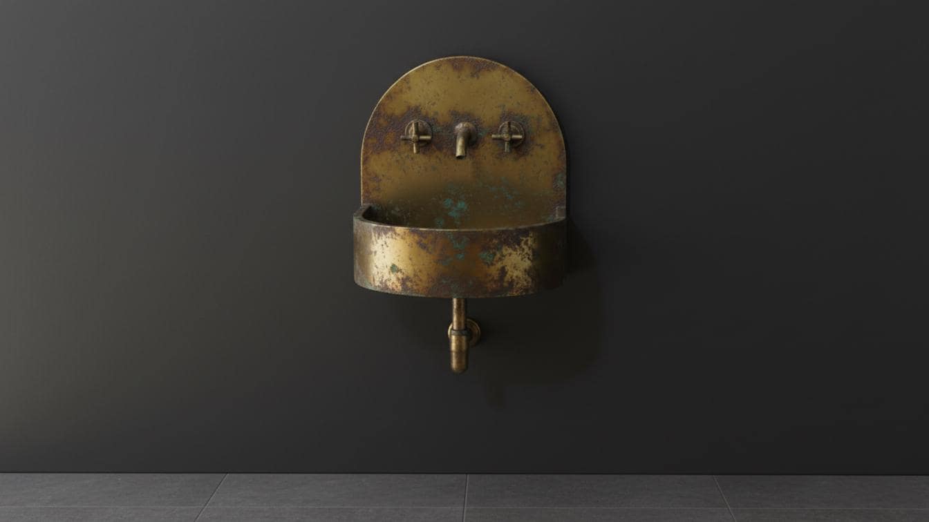 Verdigris Patina Brass Wall Mount Sink - Rustic Antique Basin - Mettlemix