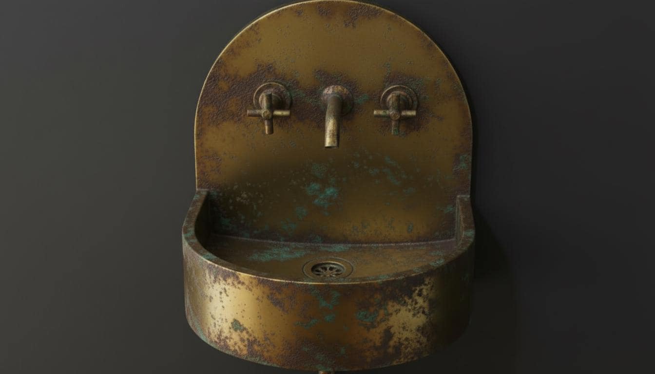 Verdigris Patina Brass Wall Mount Sink - Rustic Antique Basin - Mettlemix