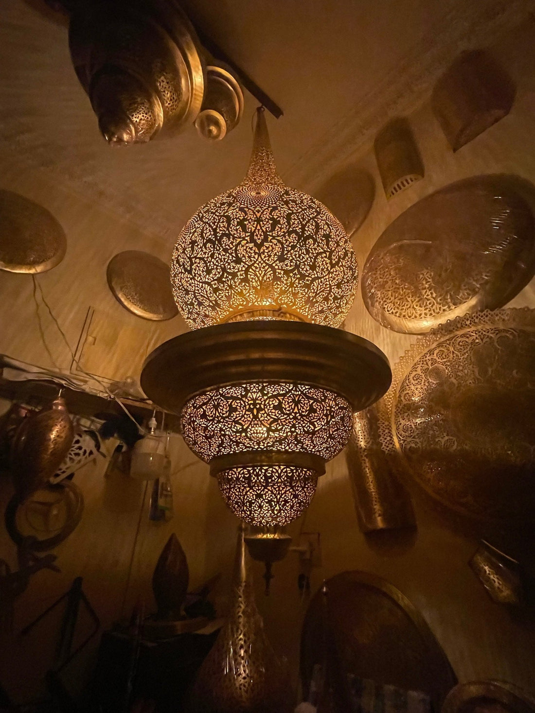 XL Unlacquered Brass Pendant Light - 57" Traditional Hanging Chandelier - Mettlemix