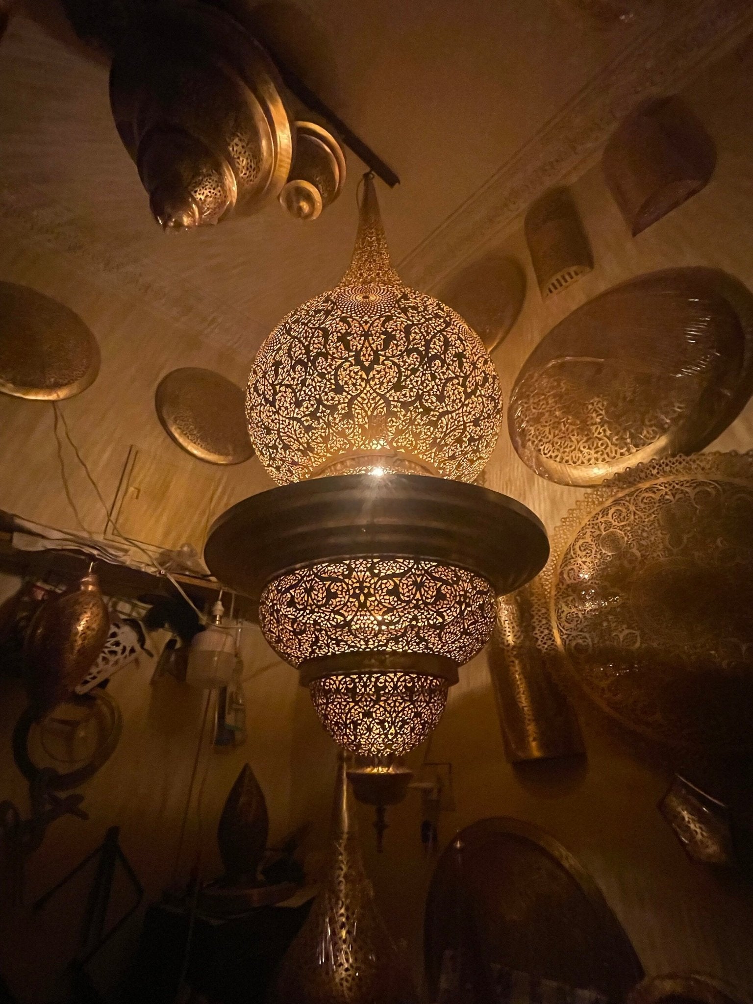 XL Unlacquered Brass Pendant Light - 57" Traditional Hanging Chandelier - Mettlemix
